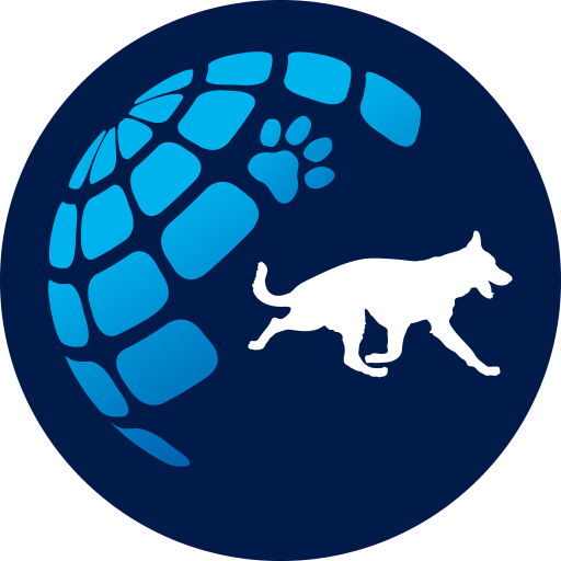 K9 Outlook Favicon featuring our globe and detection dog on a blue circular background.